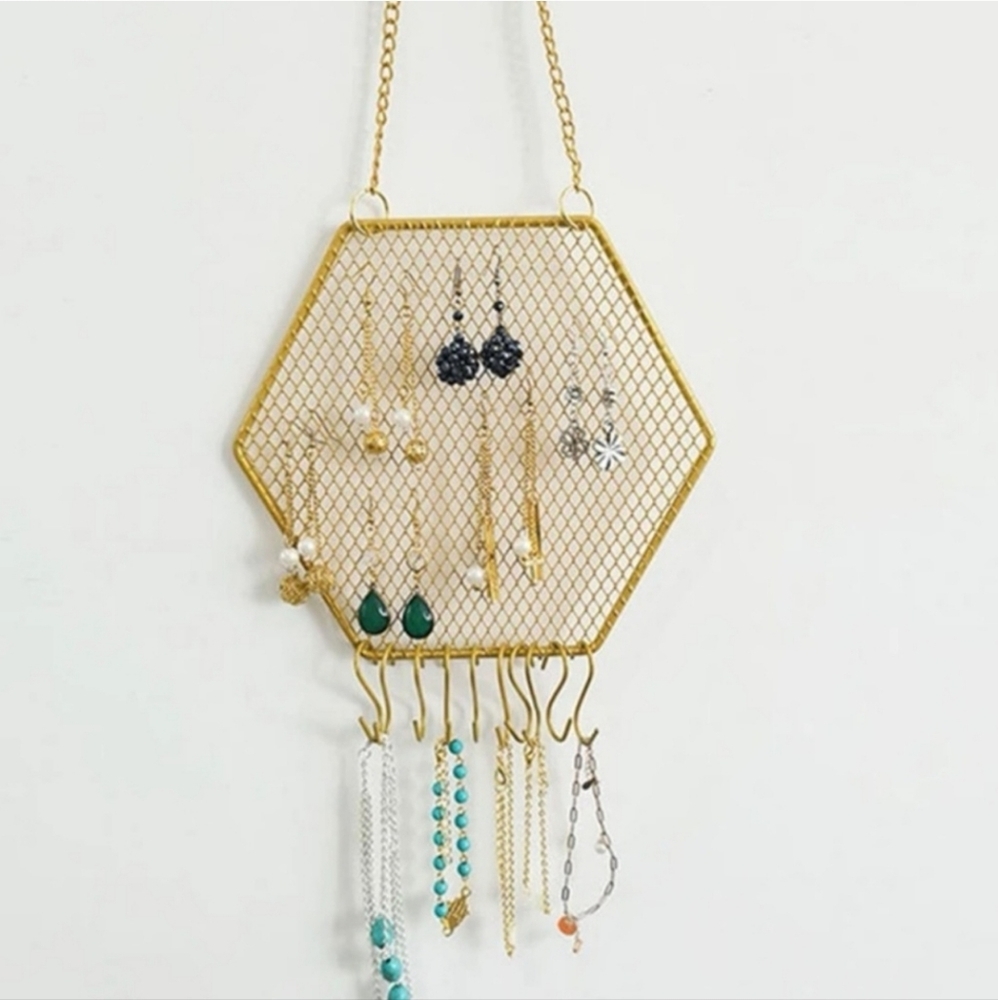 Gold Honeycomb jewelry hanger